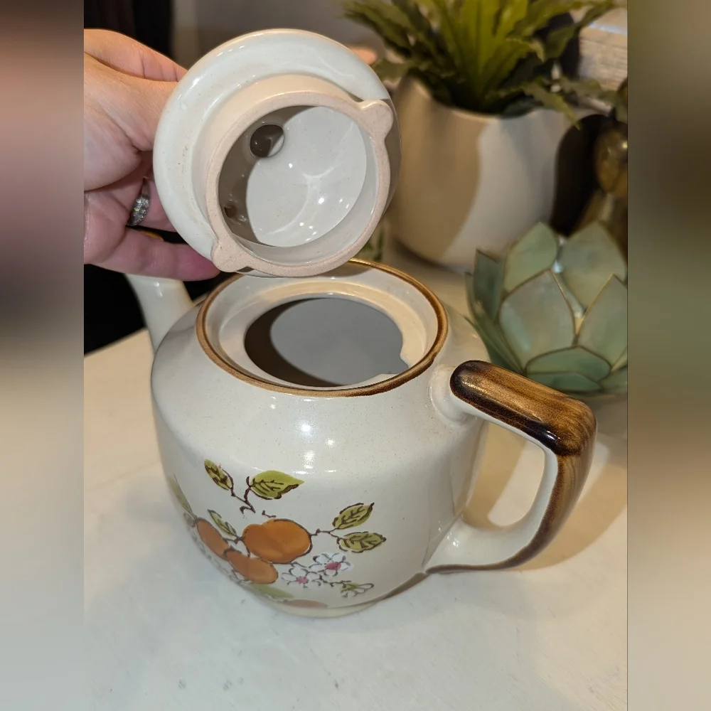 Stonecrest Tea Pot Orchard 510 Floral Design Stoneware/Vintage